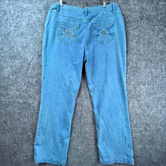 Dg2 By Diane Gilman Jeans Womens 14 Pastel Blue Denim Straight Y2K Embellished - Picture 1 of 9
